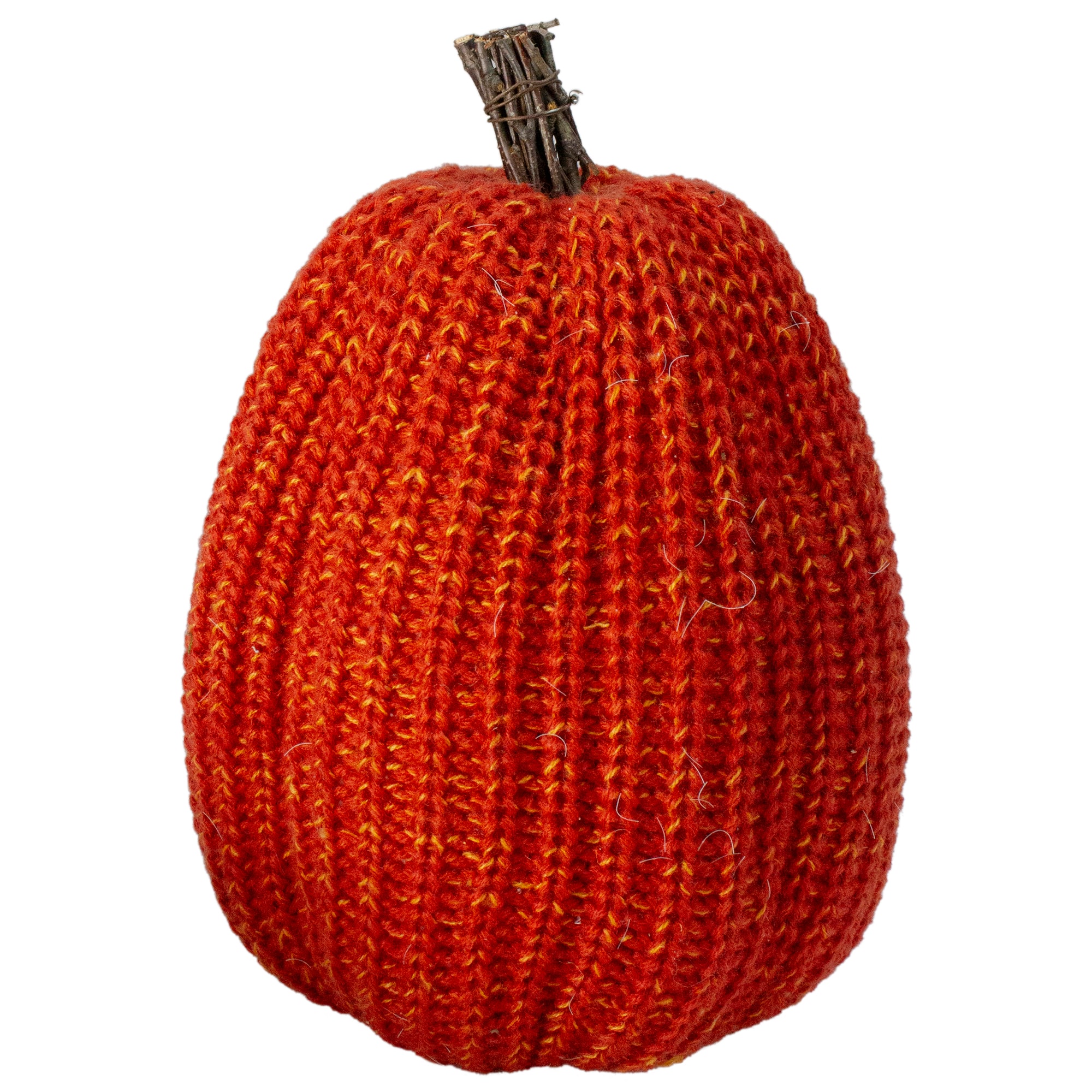 23" Orange & Yellow Pumpkin Knitted Tabletop Décor